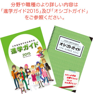 分野や職種のより詳しい内容は「進学ガイド2015」及び「オシゴトガイド」をご参照ください。